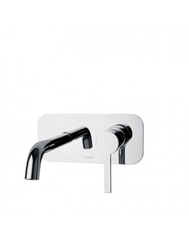 Single lever built-in wall basin with extra-flat plate