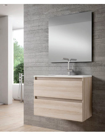 Conjunto mueble SETBOX+lavabo+espejo. Color Crudo