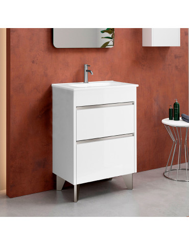 Mueble Berna 60x39 + lavabo. Color Blanco Brillo
