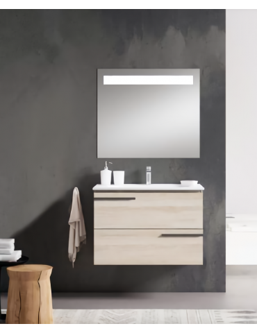 Mueble SETScala susp.80+lavabo+espejo. Color Crudo