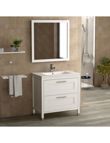 Mueble Toscana 80+lav+espejo color blanco