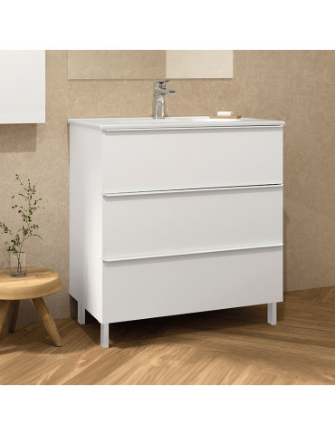 Mueble Shona 3C 100 cm. + lavabo. Color Blanco Mate
