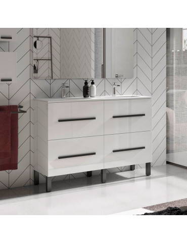 Mueble Element 120 + lavabo 4CJ color blanco brillo